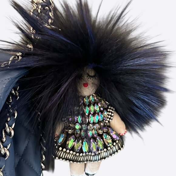 Chanel Navy Lambskin Quilted Chain Around Maxi Flap Bag - Picture 6 of 9